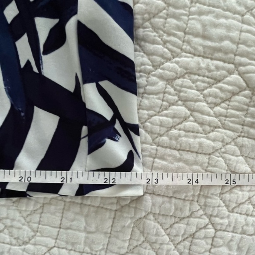 LAUREN Ralph Lauren Asymmetrical Ruched Front Black‎ Blue White Dress Size 16 - Picture 9 of 13